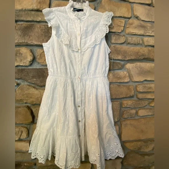 French Connection | Dresses | French Connection Womens White Eyelet Cotton  Sleeveless Midi Dress New Size 6 | Poshmark